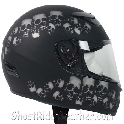 Dot Full Face Skull Pile Motorcycle Helmet Sku Grl Rz80sp Hi Ghost