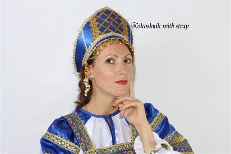 Russian Traditional Hat Kokoshnik With Strap Russian By Folkruss Hats