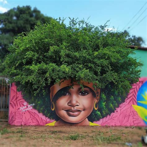 Brazilian Street Artist Incorporates Nature As Natural Hair In