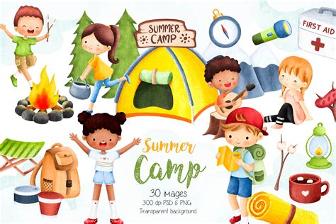 Kids And Summer Camp Clipart Graphic By Stellaart · Creative Fabrica
