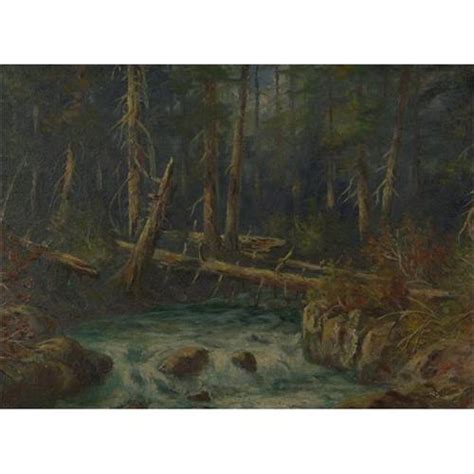 Antique Oil Painting Deep Forest Scene