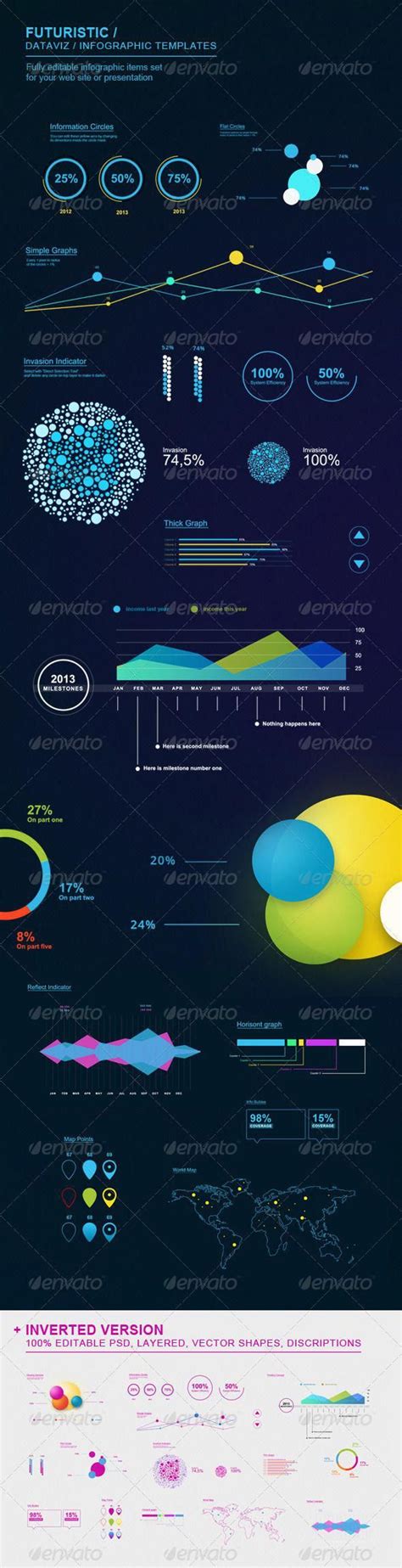 Futuristic Infographic Elements Set Data Visualization Design Data