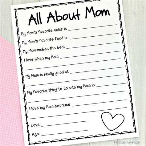 Mothers Day All About My Mom Printable