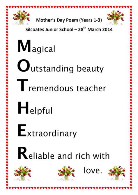 Acrostic Poems For Mothers Day