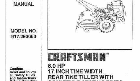 Craftsman 917293650 User Manual Rear Tine, Gas Tiller Manuals And