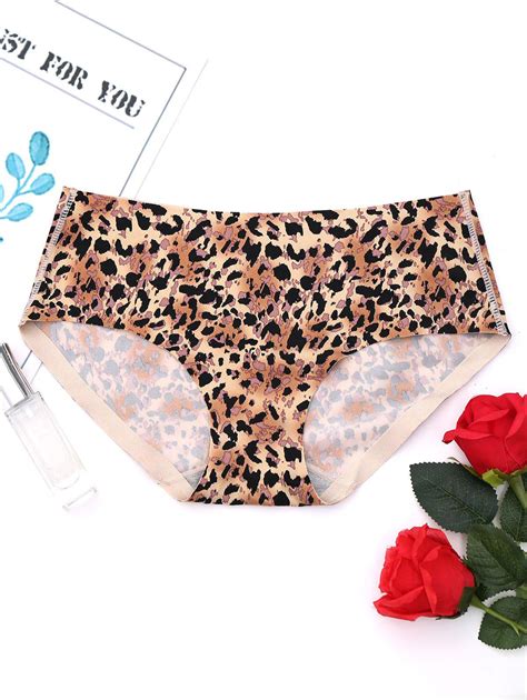 Off Seamless Leopard Print Panties Rosegal