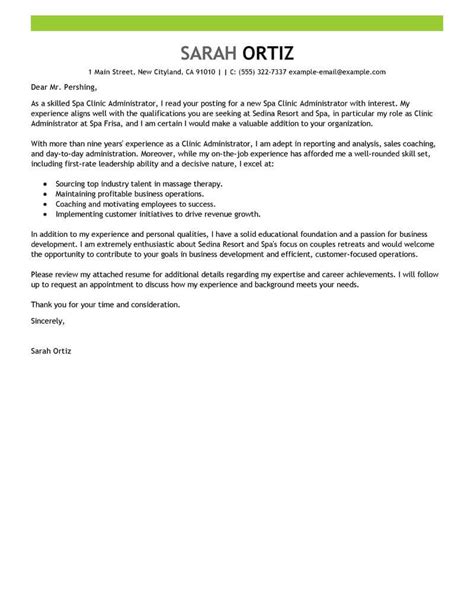 clinic administrator cover letter examples livecareer