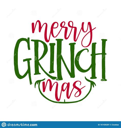 Merry Christmas With Grinch Calligraphy Phrase For Christmas