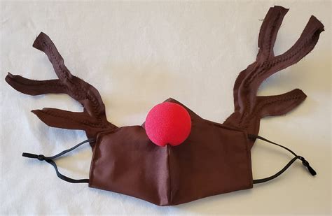 fun reindeer mask with bendable antlers and red foam nose etsy