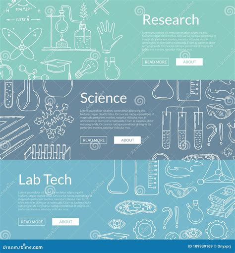 Science Elements Hand Drawn Set Coloring Book Template Outline Doodle Cartoon Vector