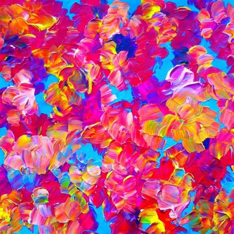Floral Fantasy Bright Hot Pink Fuchsia Turquoise Flowers Abstract