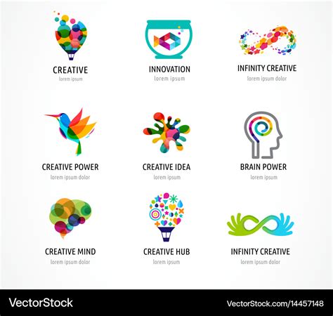 Creative Digital Abstract Colorful Icons Logos Vector Image