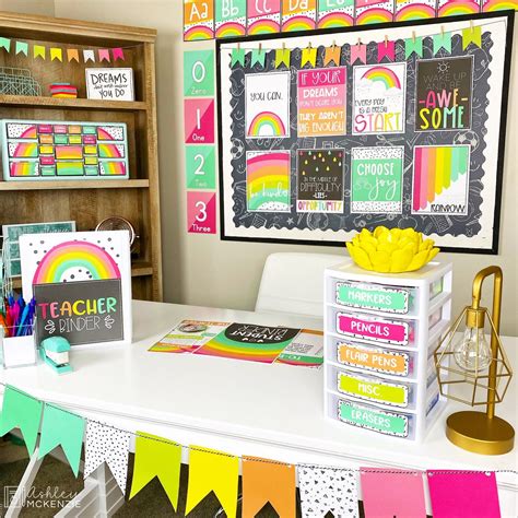 Modern Rainbow Brights Classroom Decor Bundle Elementary Classroom