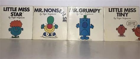 Set 4 Rare Mr Men And Little Miss Books Tiny Nonsense Grumpy Star 1984