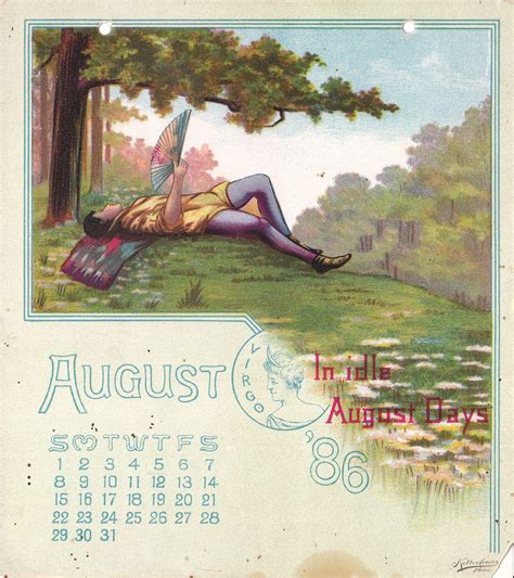 High Quality Color Lithographed 1886 Calendar From