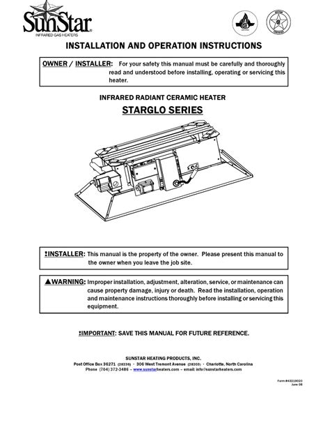 Sunstar Sg3 N5b Installation And Operation Instructions Manual Pdf