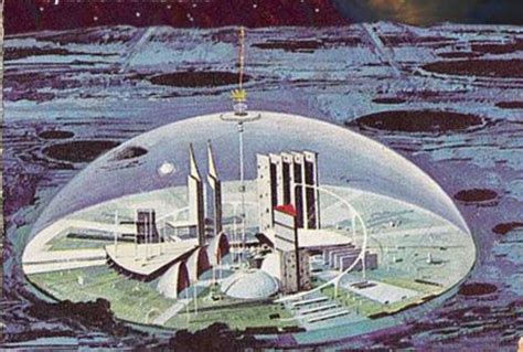 Domed City On The Moon Sci Fi Art Retro Futurism Retro Futuristic