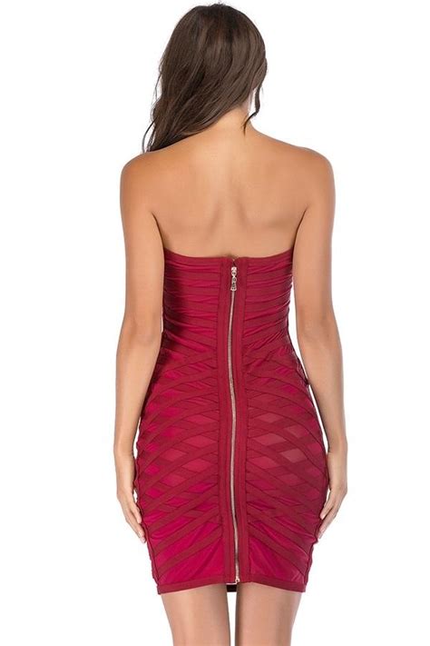 Sexy Strapless Bandage Bodycon Mini Cocktail Party Dresses