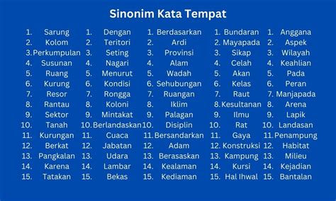 251 Sinonim Kata Tempat Di Tesaurus Bahasa Indonesia