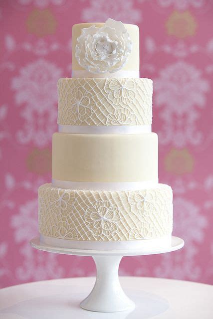In some parts of england, the wedding cake is served at a wedding breakfast; 60s crochet wedding cake by carolinescakecompany, via ...
