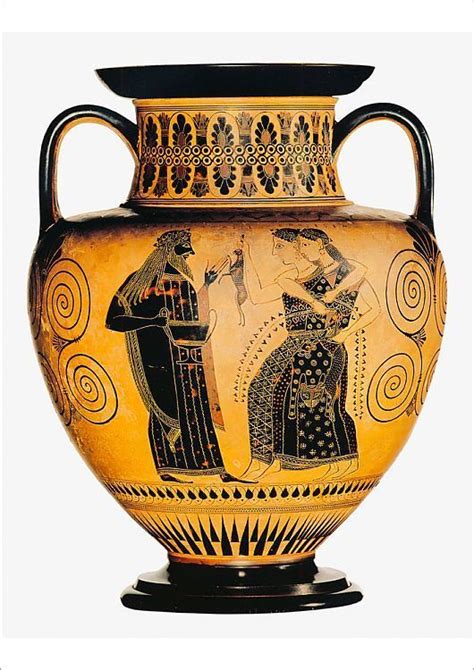 Print Of Dionysus And Two Maenads Attic Black Figured Amphora Ca 550