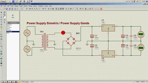 Cara Membuat Rangkaian Power Supply Simetrisganda Di Proteus 60 Youtube