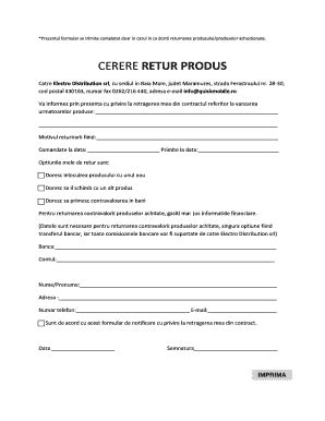 Cerere De Returnare A Unui Produs Fill Online Printable Fillable