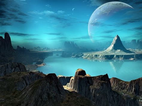 Blue Sky Clouds Alien World Space Planets Hd Desktop Wallpaper