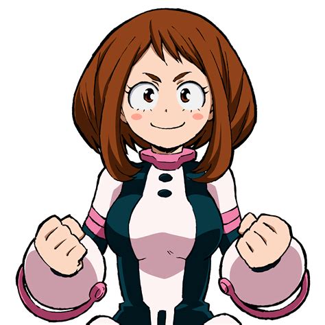 Uraraka Ochako Boku No Hero Academia Highres Official Art 1girl Breasts Brown Eyes Brown