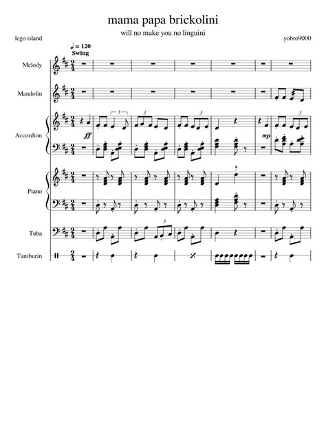 Mama Papa Brickolini Transcription Sheet Music For Piano Tuba