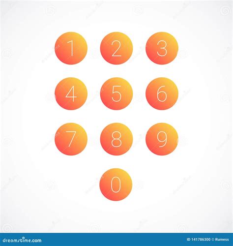Set Of Round Number Icons Vector Illustration Stock Vector