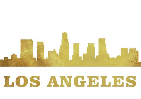 Los Angeles Skyline Gold Digital Art By Erzebet S Pixels
