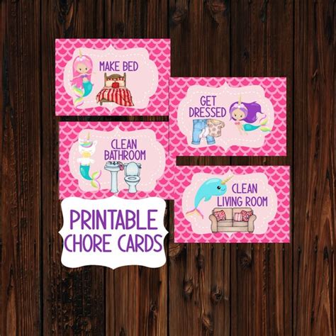 60 Printable Chore Cards For Kids Chore Chart Unicorn Etsy