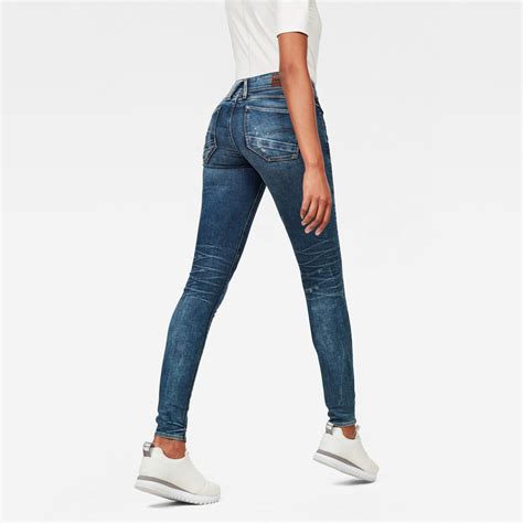 Lynn Mid Waist Skinny Jeans Medium Blue G Star RAW