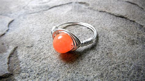 Neon Orange Ring Wire Wrapped Ring Neon Ring Bright Orange