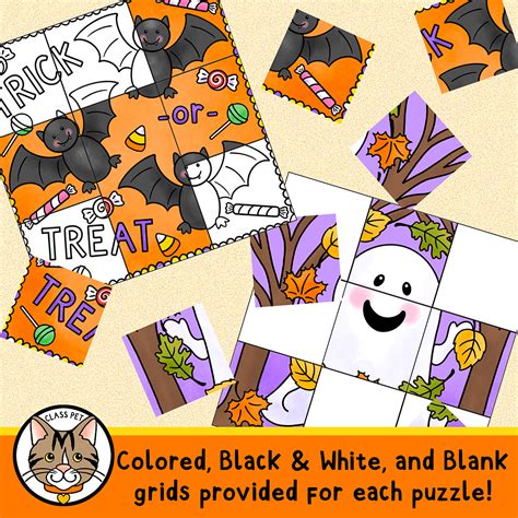Digital Movable Clipart Puzzle Pieces 6 Halloween Puzzles Made By