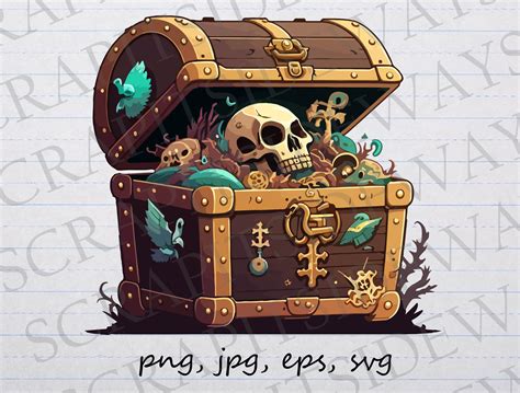 Pirate Treasure Chest Clipart Vector Graphic Svg Png Eps Etsy Hong Kong