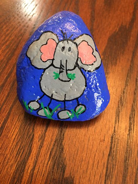 Cute Elephant Painted Rock Elephant Painting Painted Rocks Kids