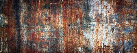 Rusty Metal Wall Old Sheet Of Iron Covered With Rust With Multi
