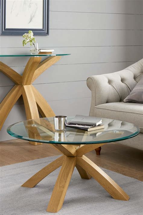 Buy Oak And Glass Round Coffee Table From The Next Uk Online Shop Glass Table Living Room