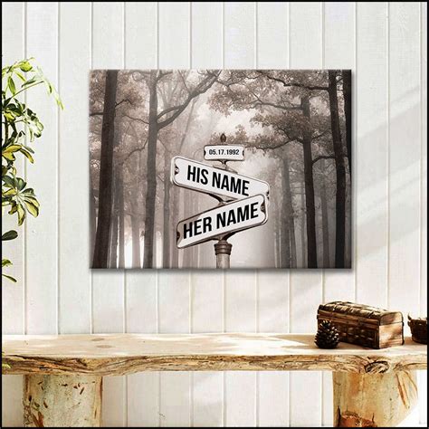 Ohcanvas Misty Road Street Sign Canvas Custom Name And Date