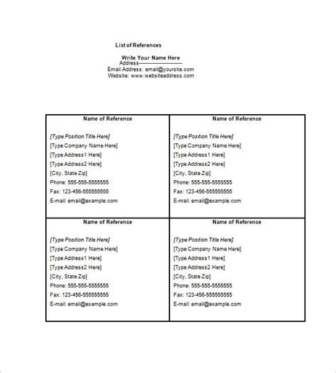 ideas     professional list  references template