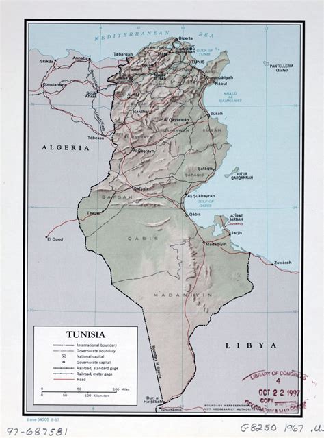 Large Detailed Political And Administrative Map Of Tunisia With Relief