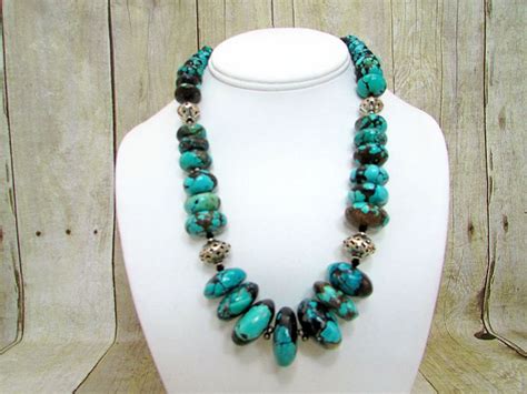 Turquoise And Silver Handcrafted Necklace With Matching Etsy How To