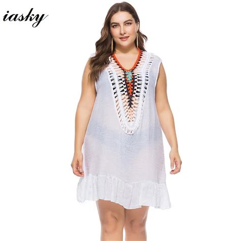 Iasky 2018 New Plus Size Cover Up Swimwear Women Cover Ups Beach Dress