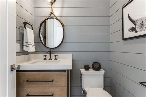 Refined And Refreshing Trendy Powder Rooms In Gray And Turquoise