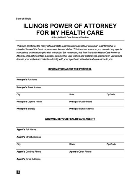 Free Blank Printable Medical Power Of Attorney Forms Illinois

