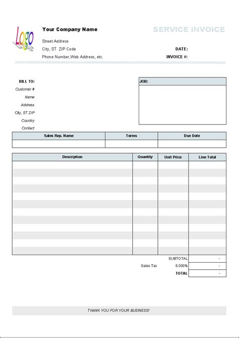 Customer Invoice Template Excel Invoice Template Ideas
