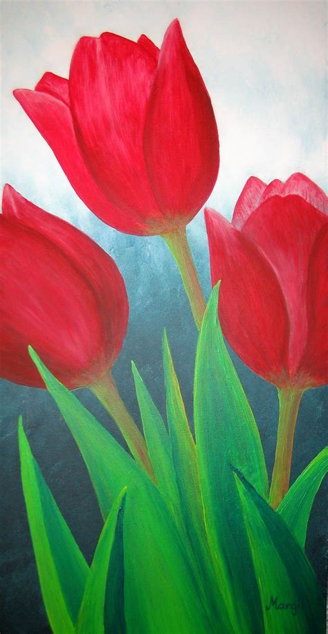 Schritt für schritt wird man auf dem weg zum persönlichen kunstwerk begleitet. Tulpen | Blumen malen acryl, Blumen malen und Acrylmalerei ...