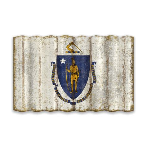 Massachusetts Corrugated State Flag Old Wood Signs